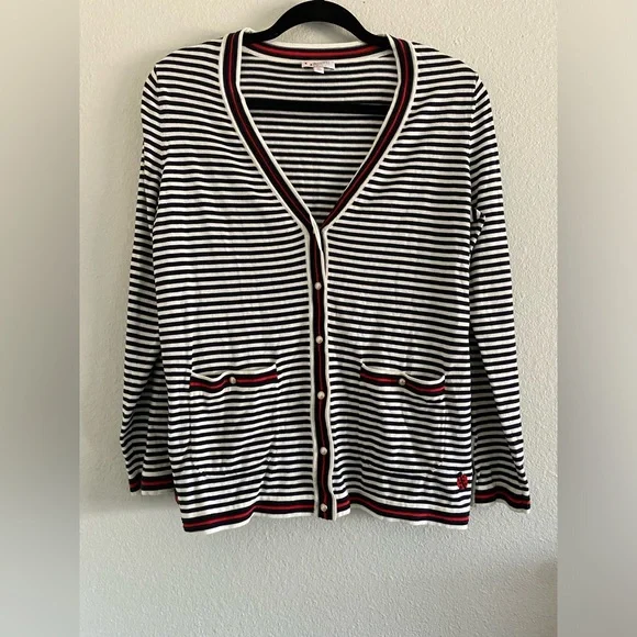 Talbots Striped Cardigan The Oprah Magazine  Collection - Size M petite - Picture 2 of 4